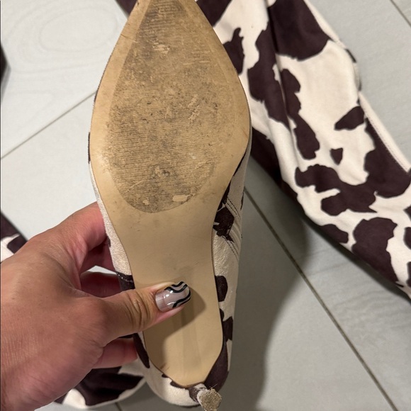 Steve Madden Cow-Print Over-the-Knee Stiletto Boots - Black & White - Picture 2 of 4